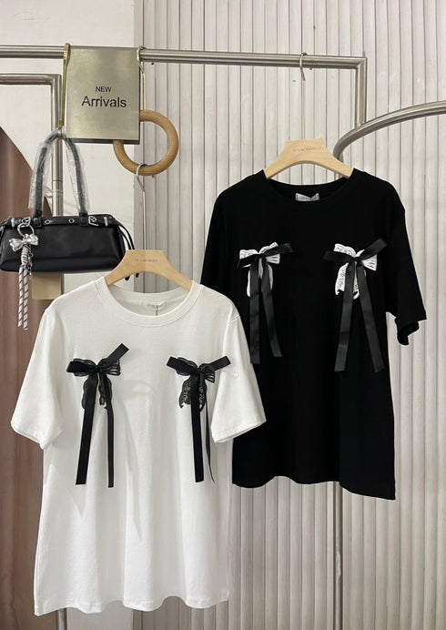 Women Casual Bow Detail T-Shirts